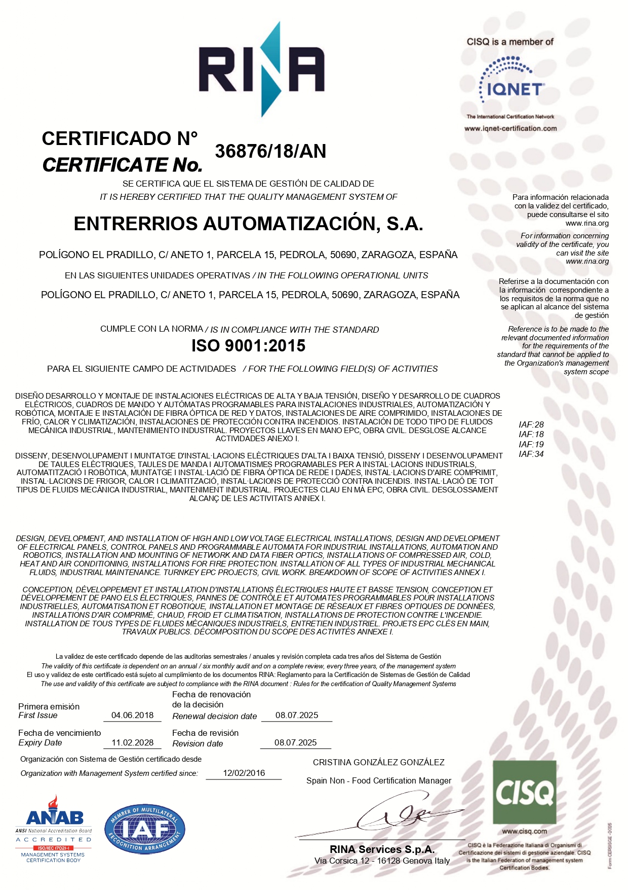 Certificado ISO 9001